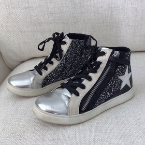Nina Kids Sneakers - Black and Silver Sparkle